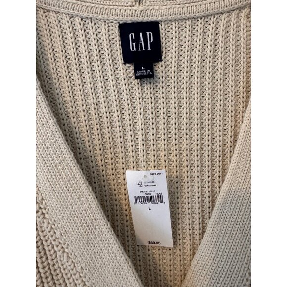 New Gap Button-front V-neck Cardigan In Beige Chino Womens Size Large - Picture 5 of 9